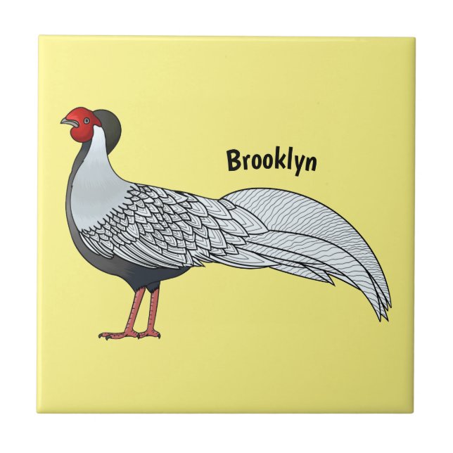 Azulejo Ilustracion personalizado de pájaro faisán (Frente)