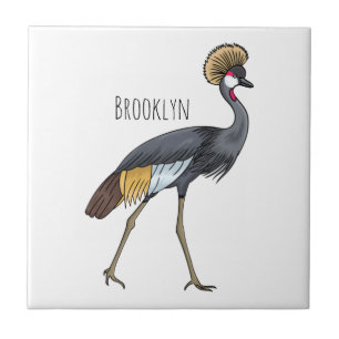 Azulejo Ilustracion personalizado de pájaro grullo coronad