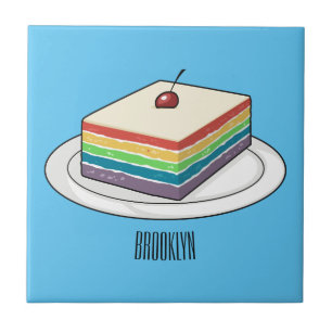 Azulejo Ilustracion personalizado de pastel de arcoiris
