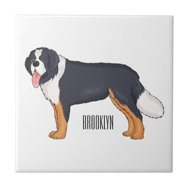 Azulejo Ilustracion personalizado de perro de montaña de B (Frente)