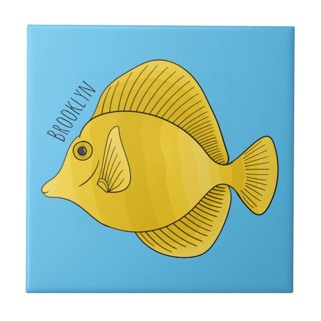 Azulejo Ilustracion personalizado de pescado tango amarill (Frente)