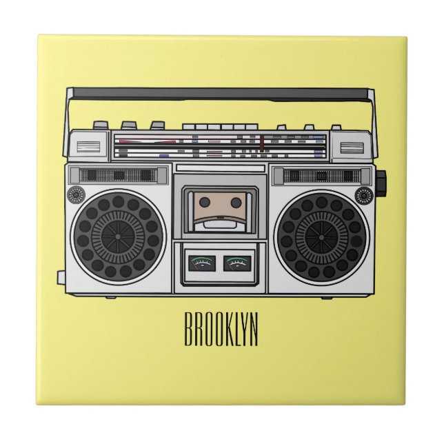 Azulejo Ilustracion personalizado de radio (Frente)