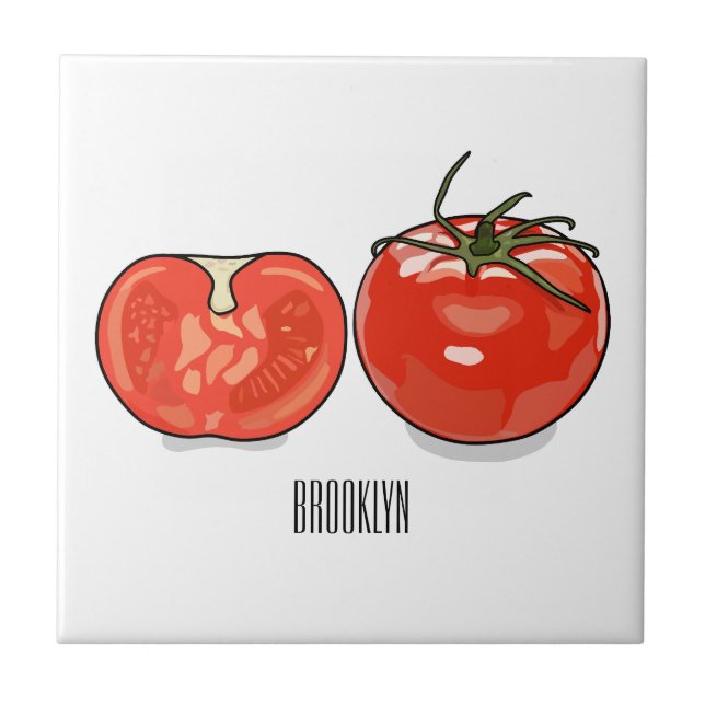 Azulejo Ilustracion personalizado de tomate (Frente)