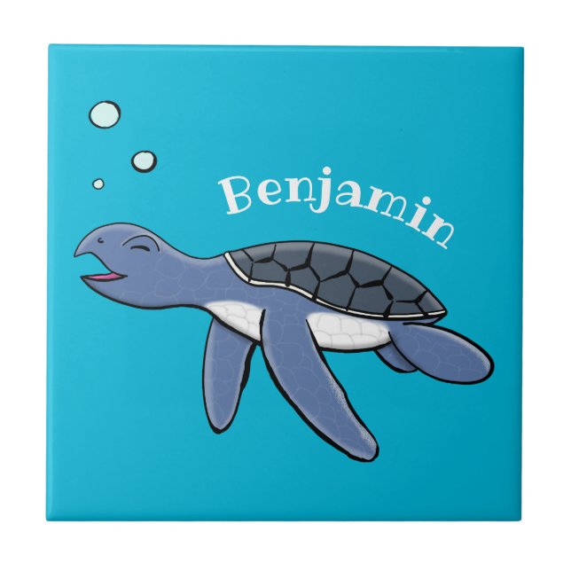 Azulejo Ilustracion personalizado de tortuga marina de beb (Frente)