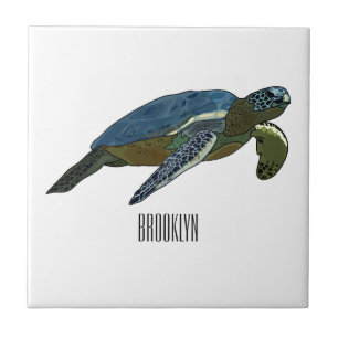 Azulejo Ilustracion personalizado de tortugas marinas