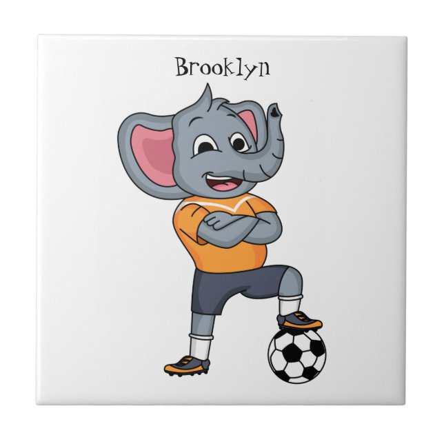 Azulejo Ilustracion personalizado futbolista elefante (Frente)