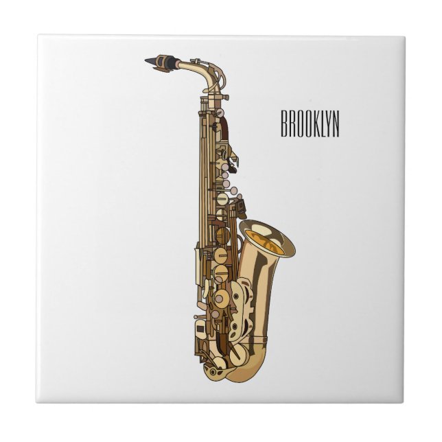 Azulejo Ilustracion personalizado saxofón (Frente)