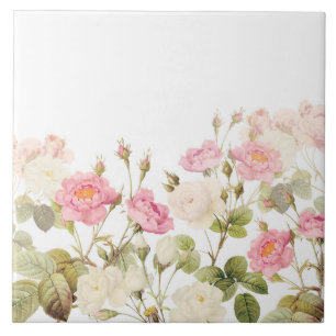 Azulejo Ilustracion pradera de Rosas de la época rosada de
