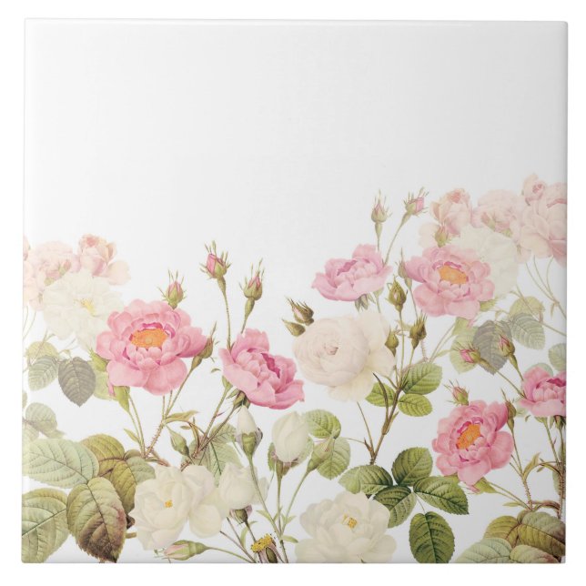 Azulejo Ilustracion pradera de Rosas de la época rosada de (Frente)