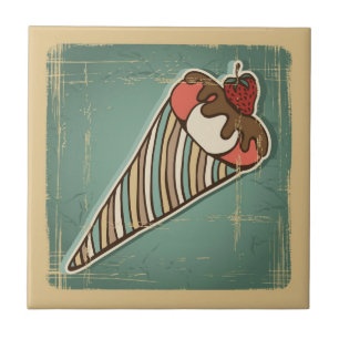 Azulejo Ilustracion retro del helado