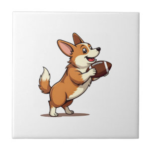 Azulejo Ilustración Retro Deportiva de Perro de Fútbol Cor