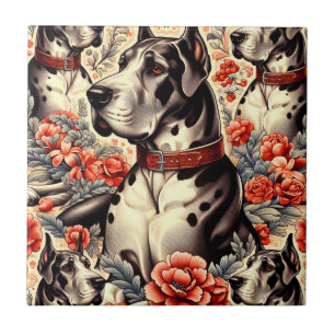Azulejo Ilustracion Retro Great Dane