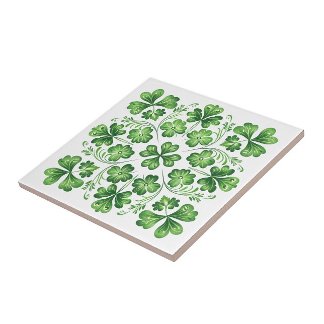 Azulejo Ilustracion simétrico de St. Patrick Green Clover (Lado)
