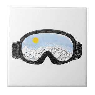 Azulejo Ilustracion Ski Goggles Mountain View