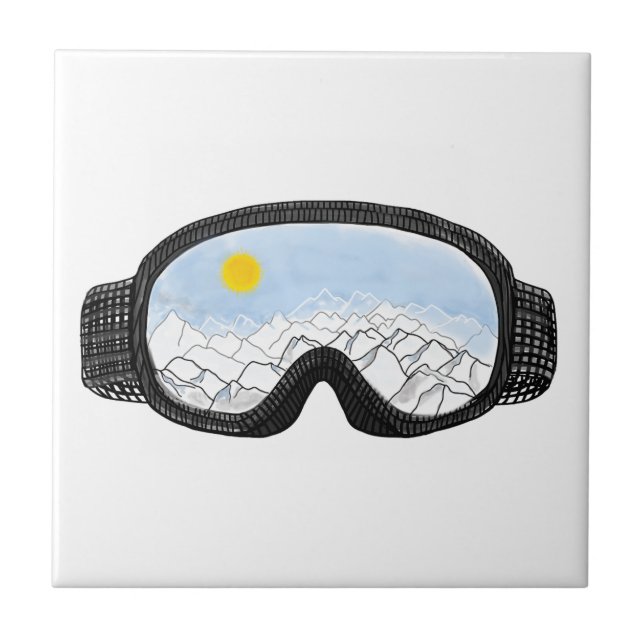 Azulejo Ilustracion Ski Goggles Mountain View (Frente)