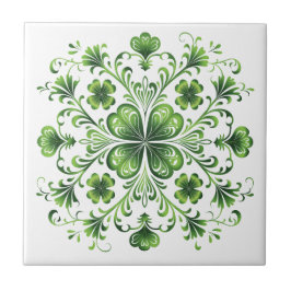 Azulejo Ilustracion St. Patrick Green Clover Mandala