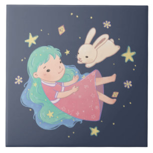 Azulejo Ilustracion Starry Night Bunny & Chica