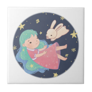 Azulejo Ilustracion Starry Night Bunny & Chica