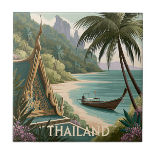 Azulejo Ilustración Tropical de Tailandia