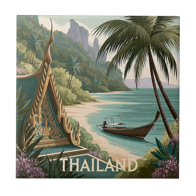 Azulejo Ilustración Tropical de Tailandia (Frente)