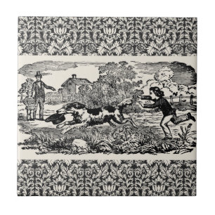 Azulejo Ilustración victoriana de arte de mascota antigua 