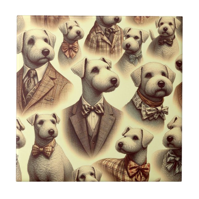 Azulejo Ilustracion Vintage Bedlington Terrier (Frente)