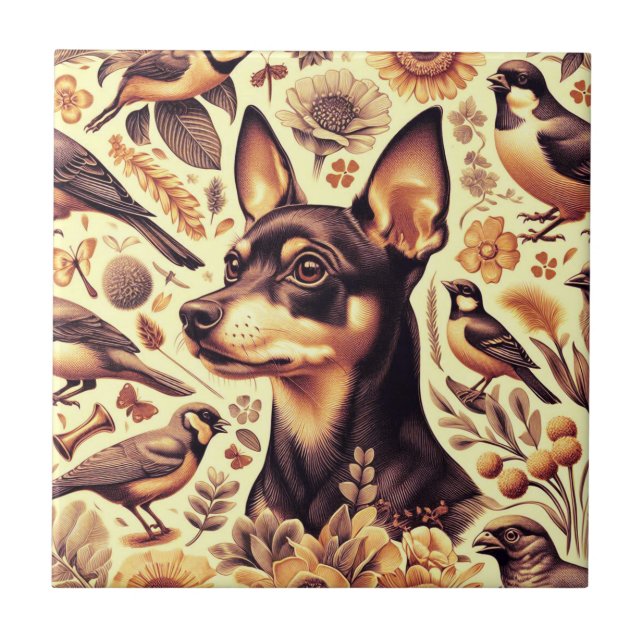 Azulejo Ilustracion Vintage Pinscher (Frente)
