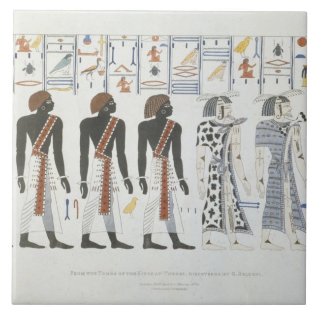 Azulejo Ilustraciones de hieroglyphics de las tumbas de t (Frente)