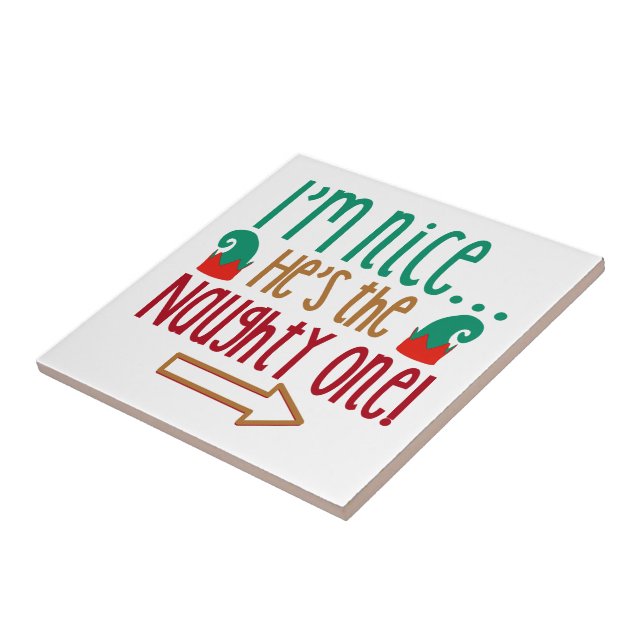 Azulejo Im Nice Hes Naughty Elf Gorra (Lado)