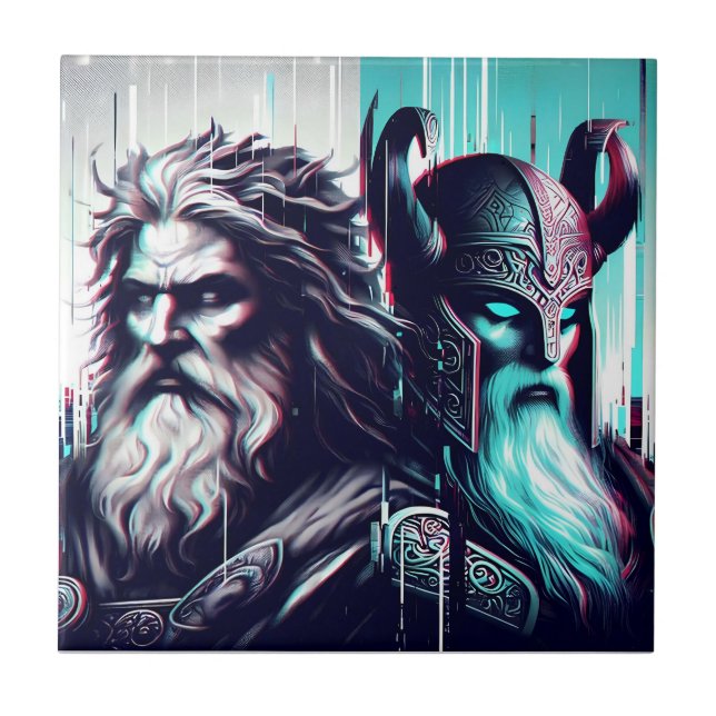 Azulejo  image of the gods zeus and odin togethe (Frente)