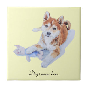 Azulejo imagen de cachorro adorable sheba inu y teddy
