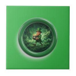 Azulejo Imagen de fantasía duende llevando olla de oro
