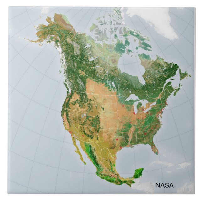 Azulejo Imagen de la NASA desde el espacio de Norteamérica (Frente)