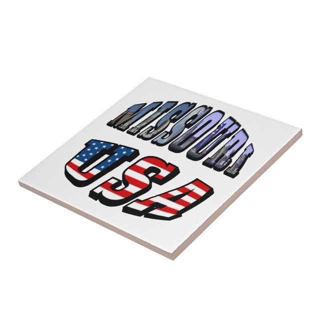 Azulejo Imagen de Missouri y texto de Estados Unidos (Lado)