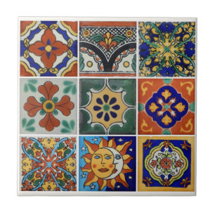 Azulejo Imagen de Talavera Tile en una pequeña tela cerá
