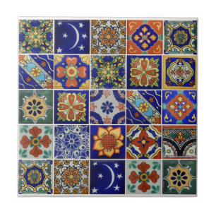 Azulejo Imagen de Talavera Tile en una pequeña tela cerá