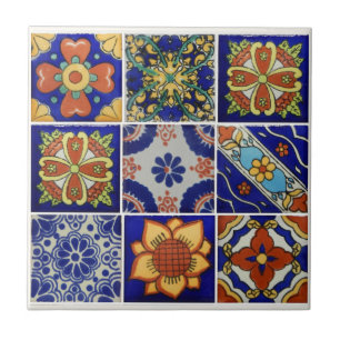 Azulejo Imagen de Talavera Tile en una pequeña tela cerá
