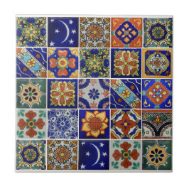 Azulejo Imagen de Talavera Tile en una pequeña tela cerámi