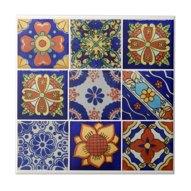 Azulejo Imagen de Talavera Tile en una pequeña tela cerámi (Frente)