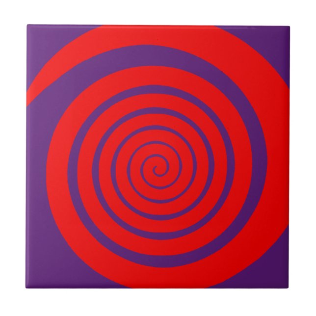 Azulejo imagen espiral hipnótica roja (Frente)