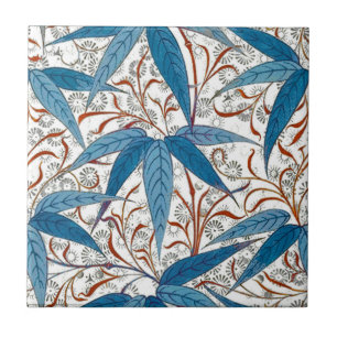 Azulejo Imagen impresa en bambú de William Morris, azul y 