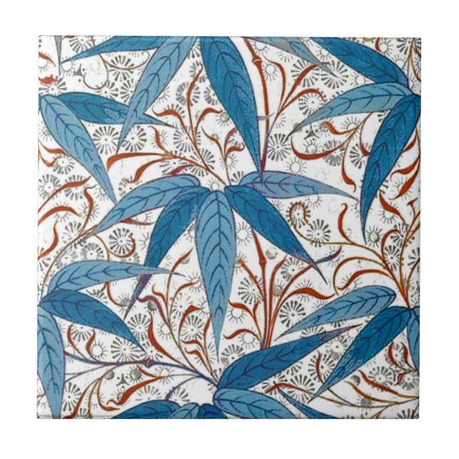 Azulejo Imagen impresa en bambú de William Morris, azul y  (Frente)