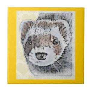 Azulejo Imagen linda del hurón