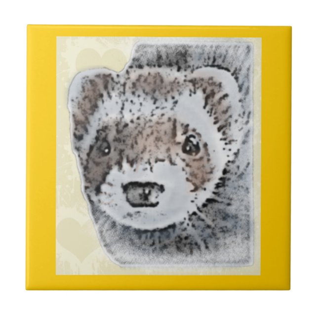 Azulejo Imagen linda del hurón (Frente)