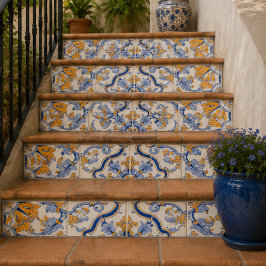 Azulejo Imperial Blossom Hand Painted Blue and Gold Floral