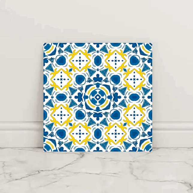 Azulejo Imperial Blue  Elegant Geometric Mosaic  (Subido por el creador)