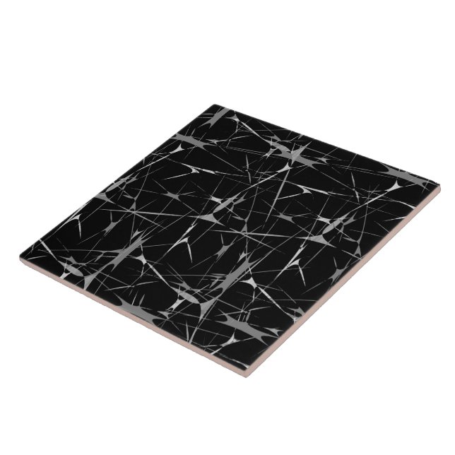 Azulejo Impresión abstracta en blanco y negro (Lado)