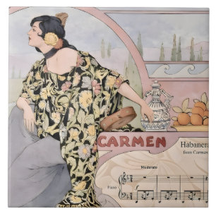 Azulejo Impresión Art Nouveau Carmen Habanera – Ópera Vint