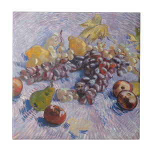 Azulejo Impresión artística de uvas y manzanas de Van Gogh