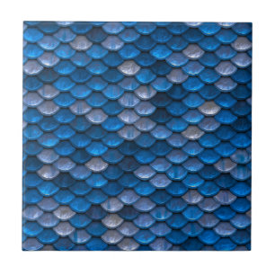 Azulejo Impresión azul metálica de las escalas